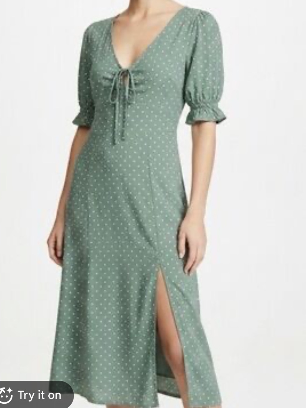 Abercrombie & Fitch Midi Dress Polka Dot Green Feminine Womens Small